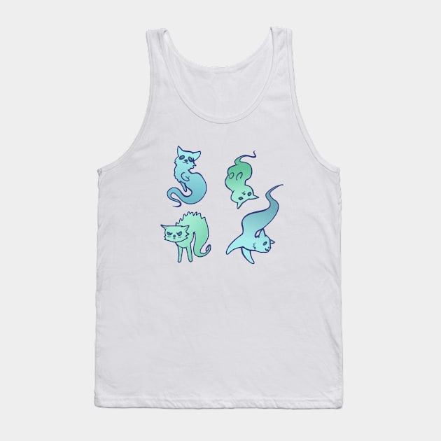 Cat Ghost Pattern Cute Spooky Halloween Design Tank Top by sheehanstudios